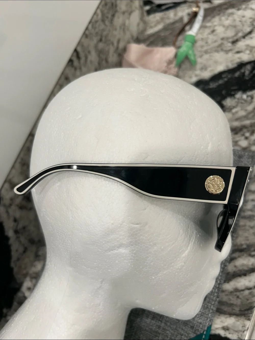 Tory Burch Black Cat-Eye Sunglasses with White Trim